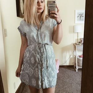 Chambray dress with tie.